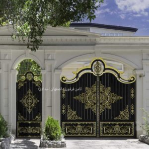 درب پیش ساخته دو لنگه مدل توسکا گل آرا